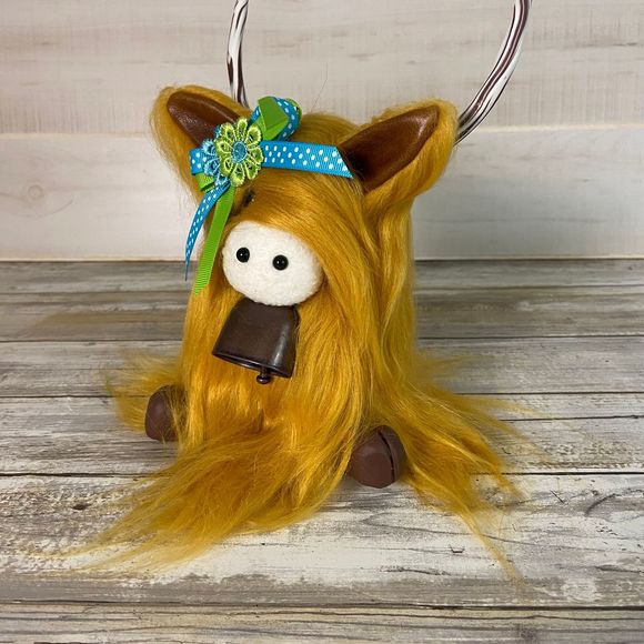 🚫SOLD🚫 Highland Coo Cow Gnome Scottish Handmade Decor Farmhouse Polka Dot Daisy - Picture 8 of 11